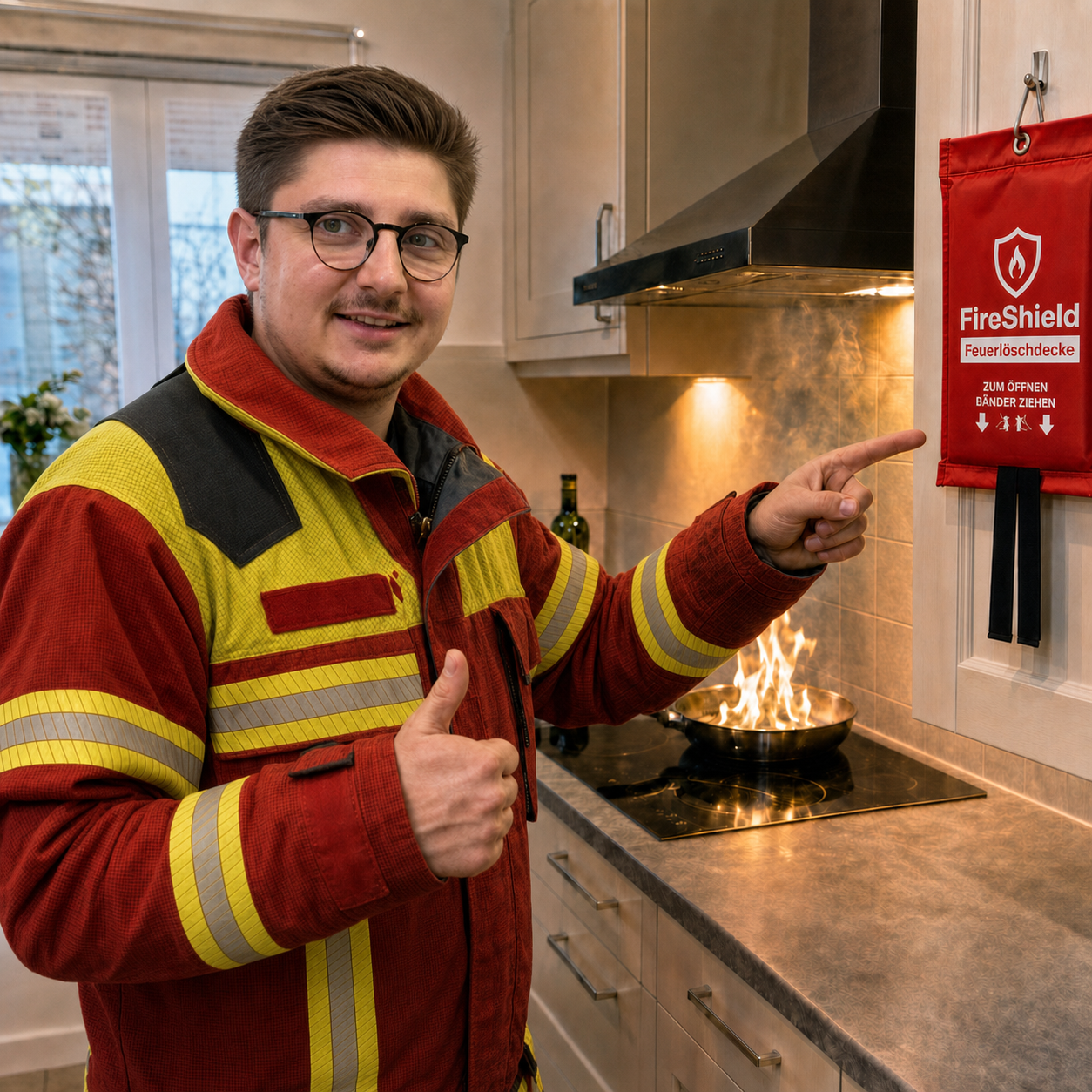 FireShield - 3-Sekunden Notfall-Löschdecke